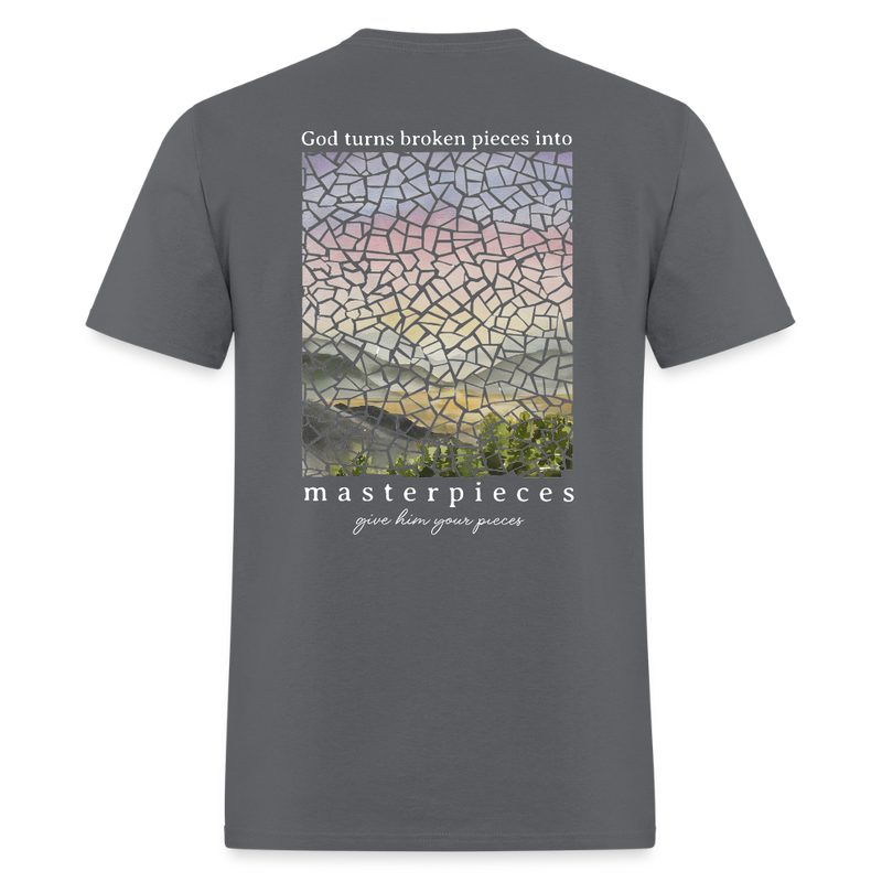 God Turns Broken Pieces Into Masterpieces Dark T Shirt - charcoal
