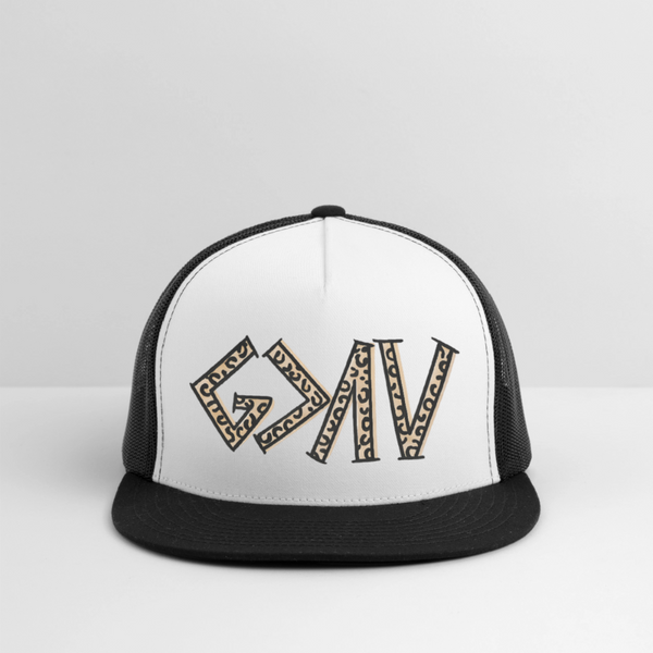 God Is Greater Than The Highs & Lows Trucker Hat - white/black