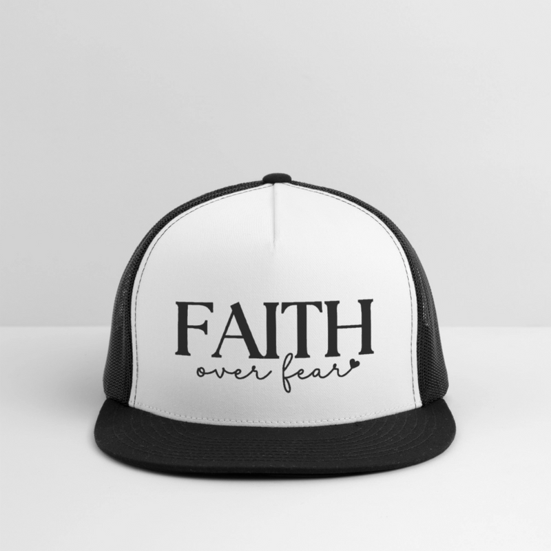 Faith Over Fear Christian Trucker Hat - white/black