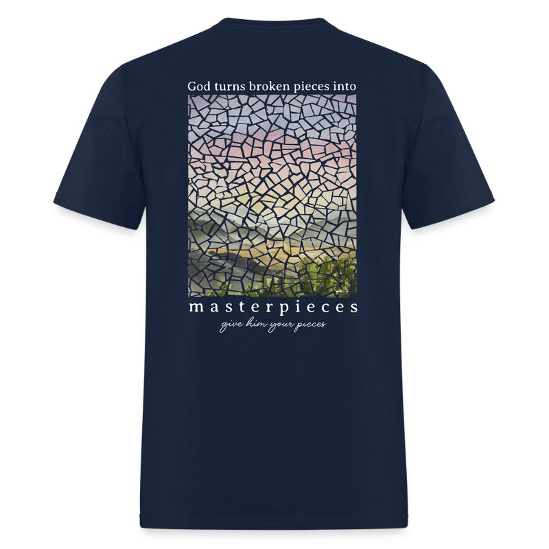 God Turns Broken Pieces Into Masterpieces Dark T Shirt - navy