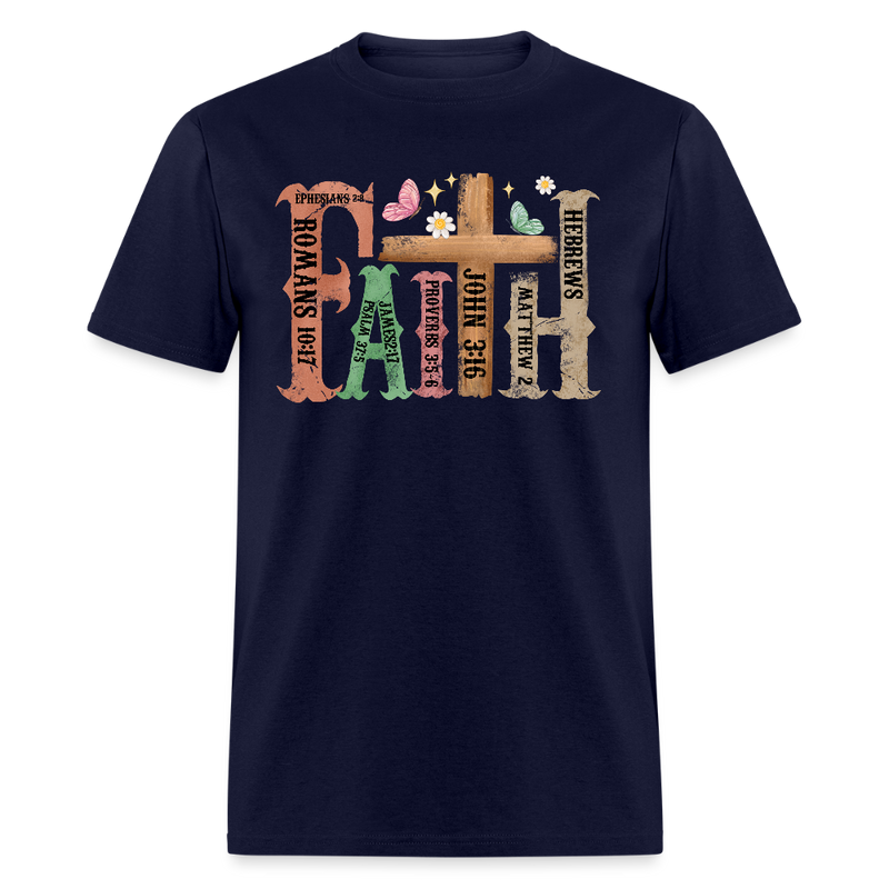 Retro Christian Faith T Shirt - navy