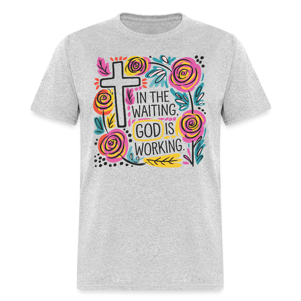 Boho Floral Christian God is Working T Shirt - heather gray