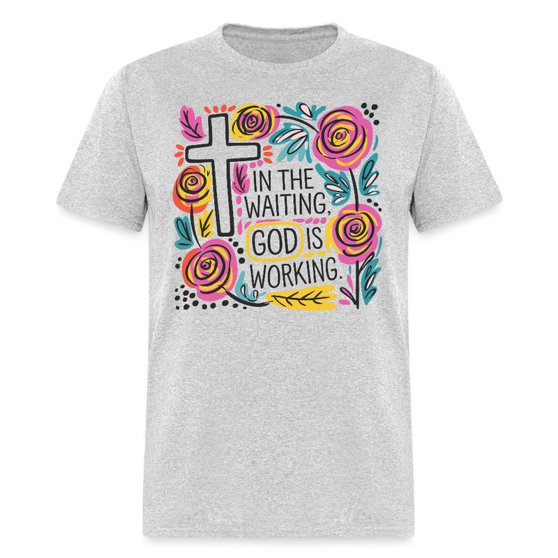 Boho Floral Christian God is Working T Shirt - heather gray