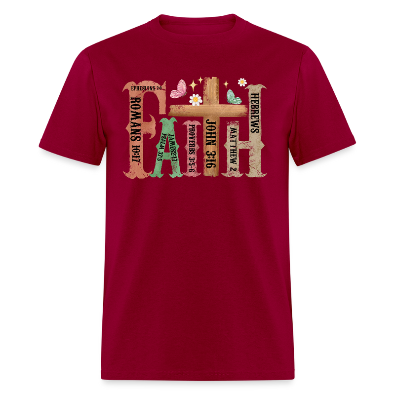 Retro Christian Faith T Shirt - dark red
