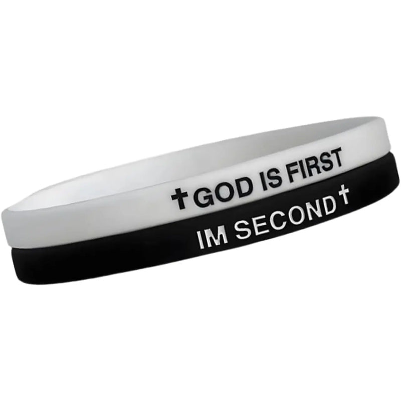 God Is First Im Second Bible Silicone Wristbands (2-Pack)