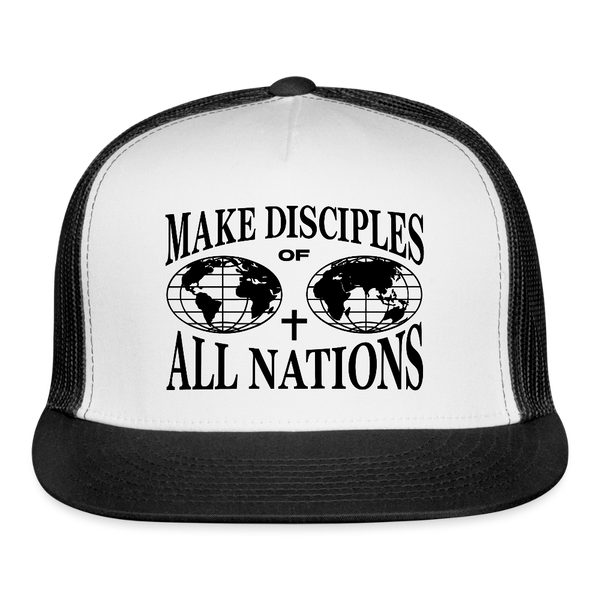 Make Disciples Of All Nations Trucker Hat - white/black