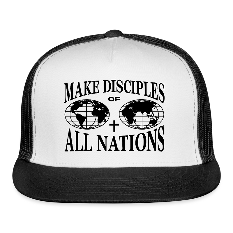 Make Disciples Of All Nations Trucker Hat - white/black