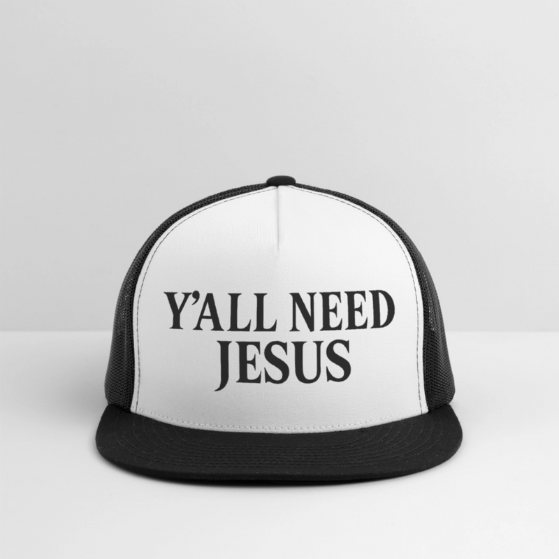 Y'all Need Jesus Trucker Hat - white/black