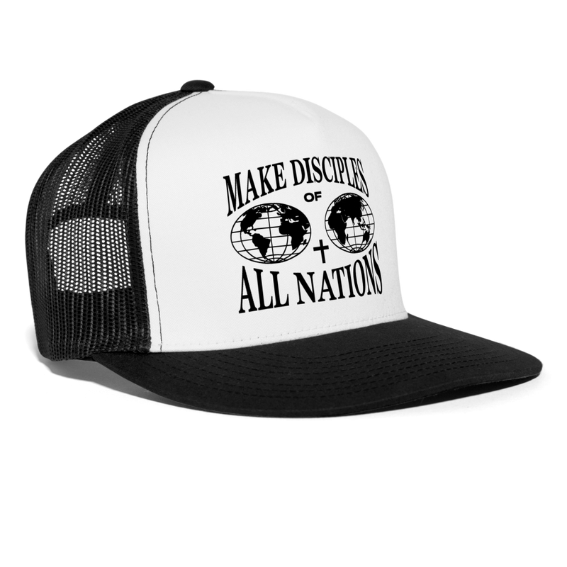 Make Disciples Of All Nations Trucker Hat - white/black