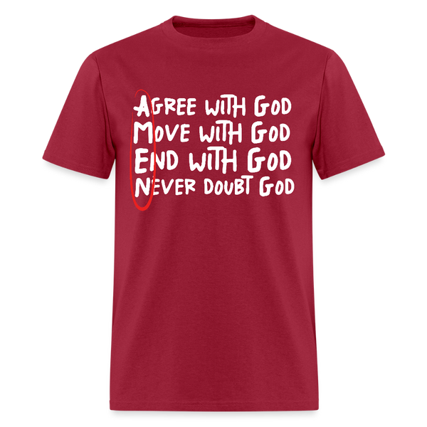 Agree With God T Shirt - 2 - dark red