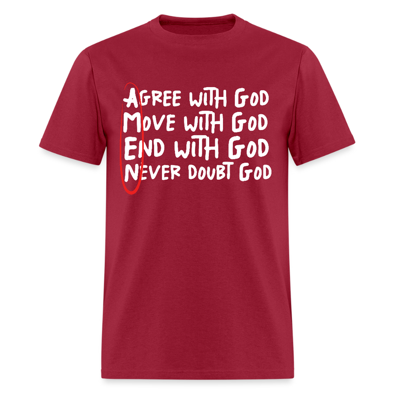 Agree With God T Shirt - 2 - dark red