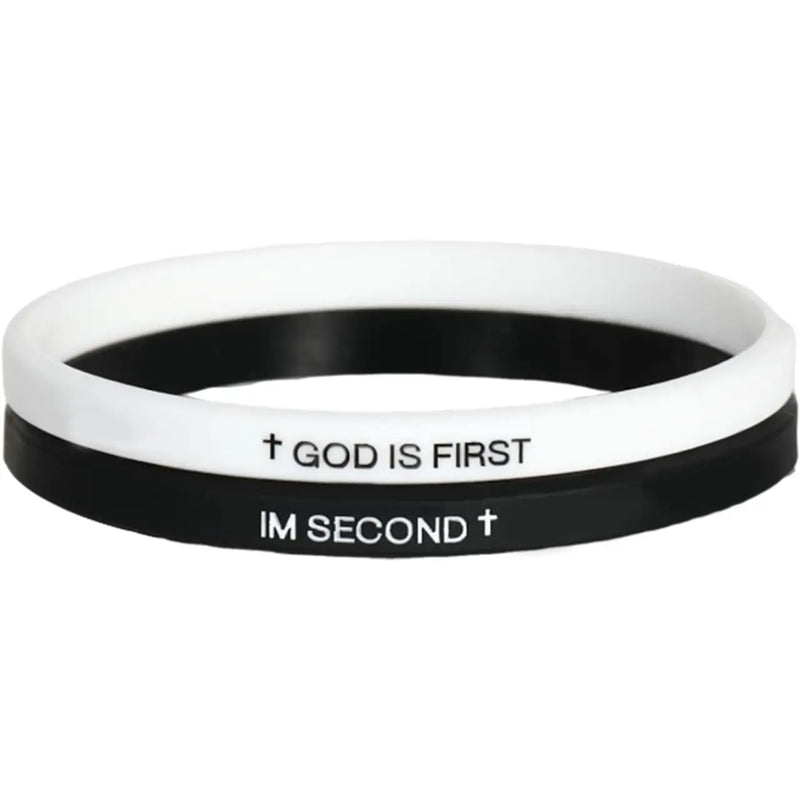 God Is First Im Second Bible Silicone Wristbands (2-Pack)