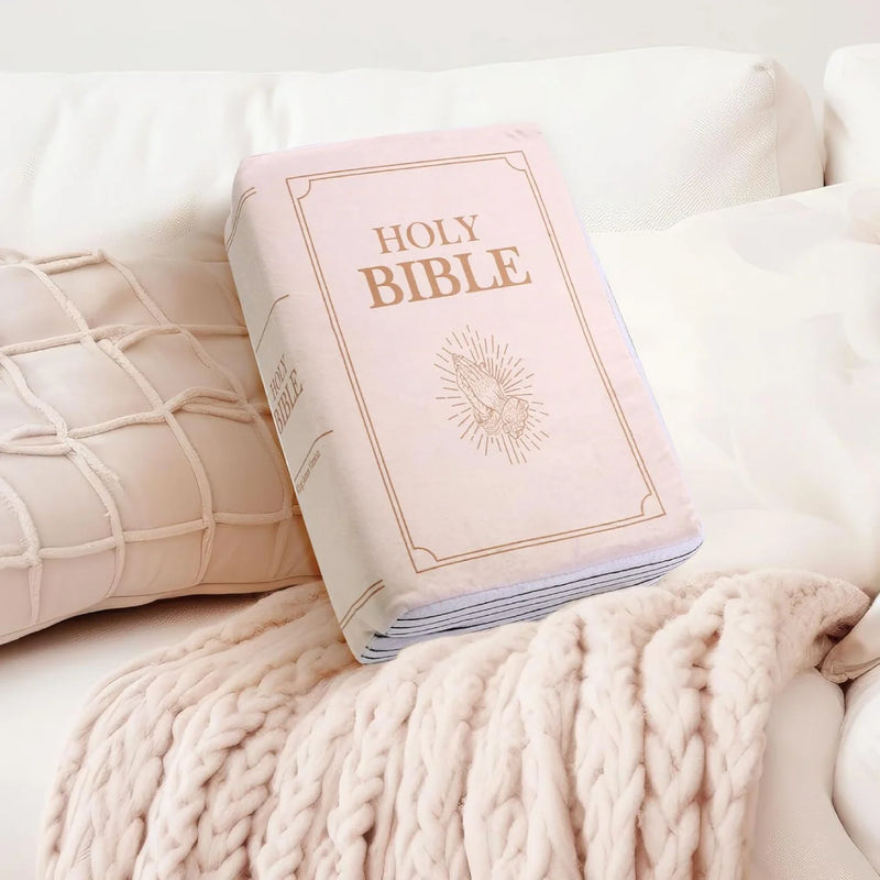 Holy Bible Pillow Plush – Book Shape with Bible Verses