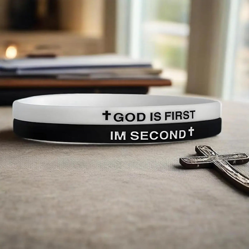 God Is First Im Second Bible Silicone Wristbands (2-Pack)