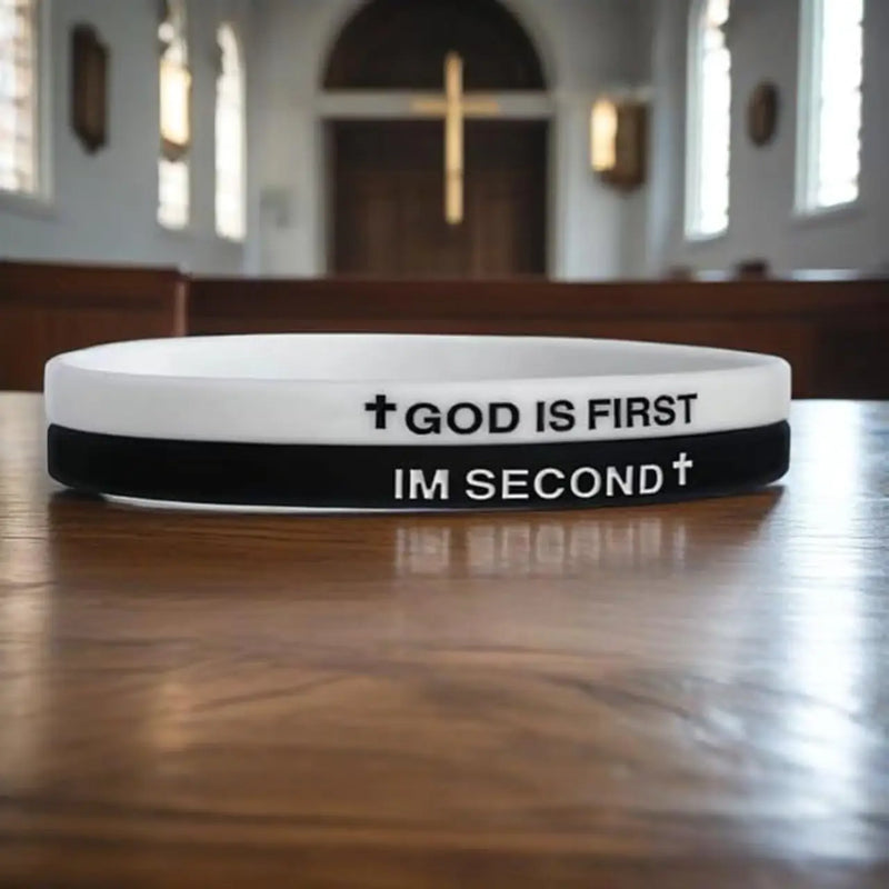 God Is First Im Second Bible Silicone Wristbands (2-Pack)