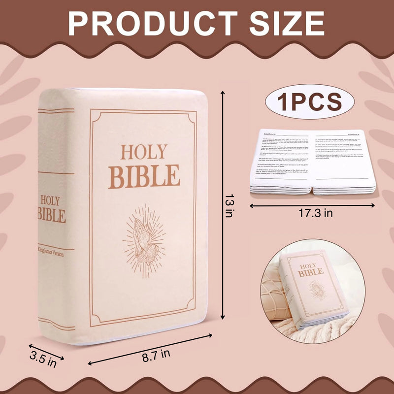 Holy Bible Pillow Plush – Book Shape with Bible Verses