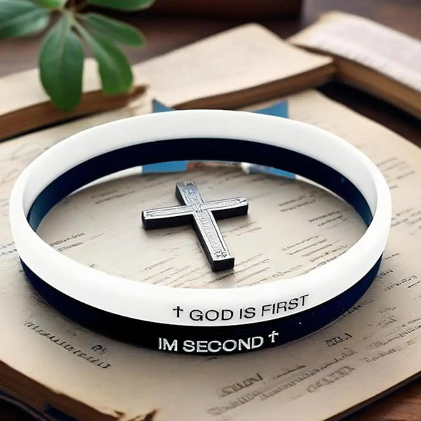 God Is First Im Second Bible Silicone Wristbands (2-Pack)