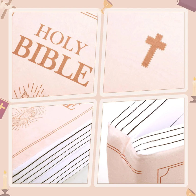 Holy Bible Pillow Plush – Book Shape with Bible Verses