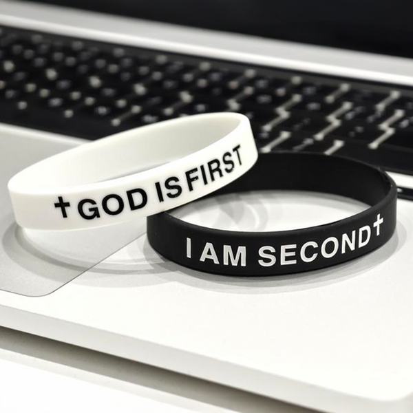 God Is First Im Second Bible Silicone Wristbands (2-Pack)