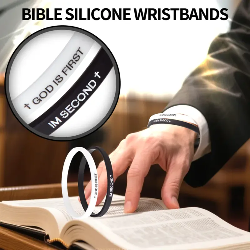 God Is First Im Second Bible Silicone Wristbands (2-Pack)