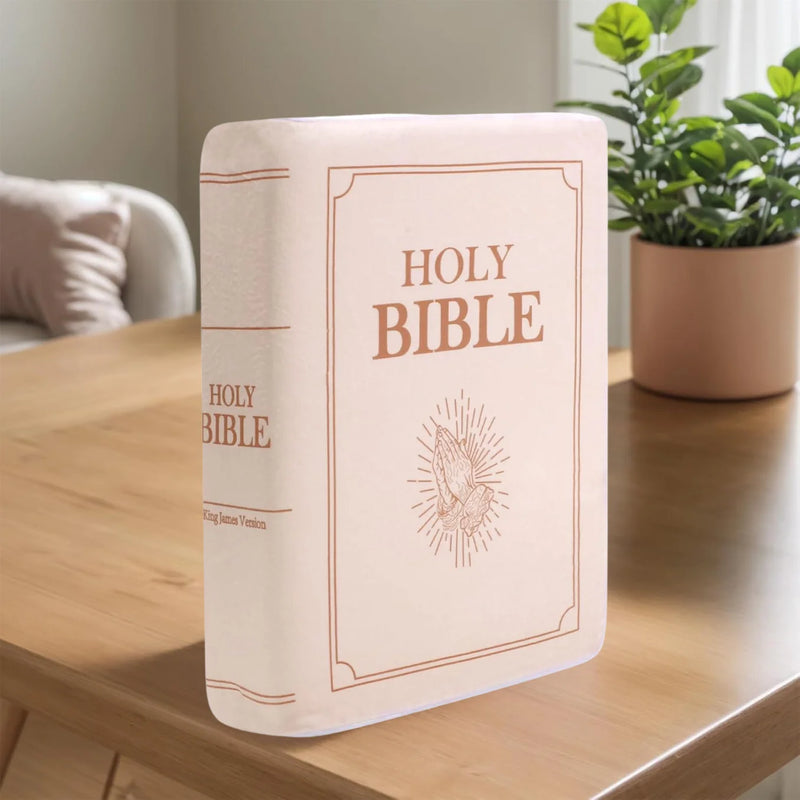Holy Bible Pillow Plush – Book Shape with Bible Verses