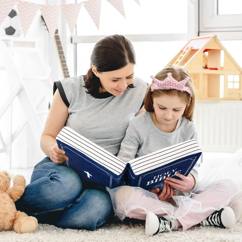 Holy Bible Pillow Plush – Book Shape with Bible Verses