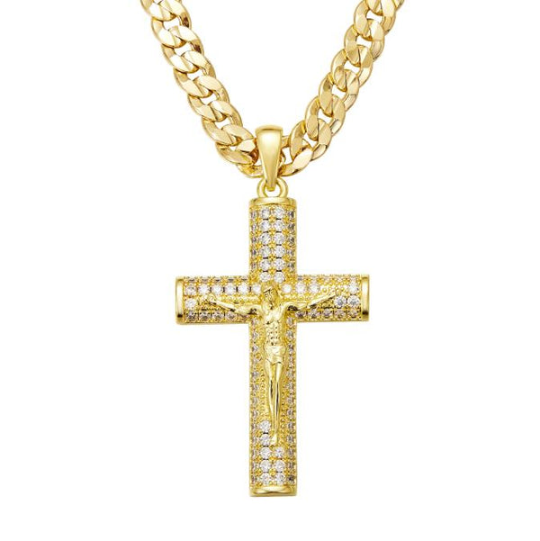 14k Real Gold Plated Jesus Pendant Chain