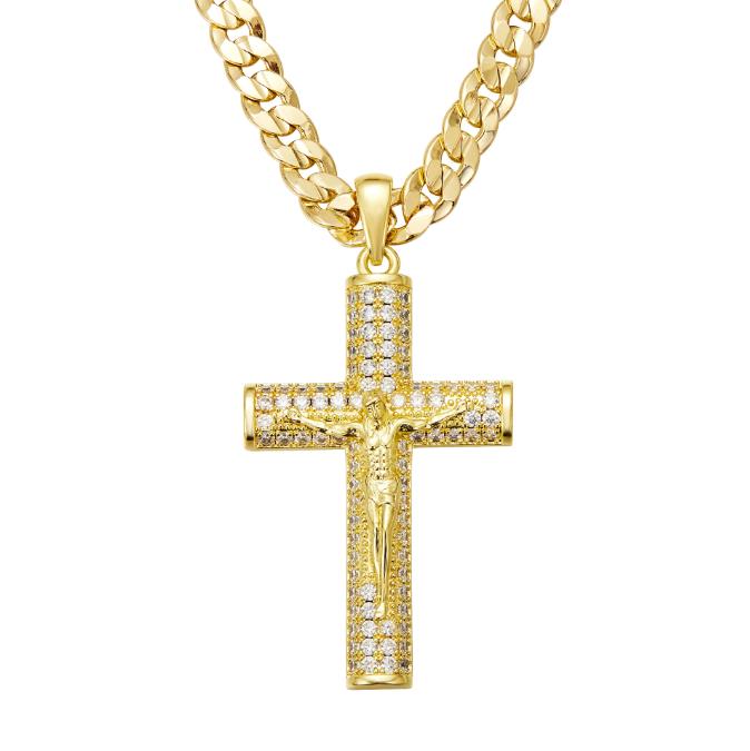 14k Real Gold Plated Jesus Pendant Chain