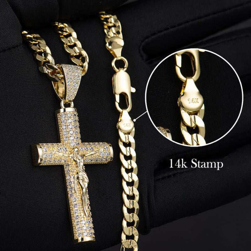 14k Real Gold Plated Jesus Pendant Chain