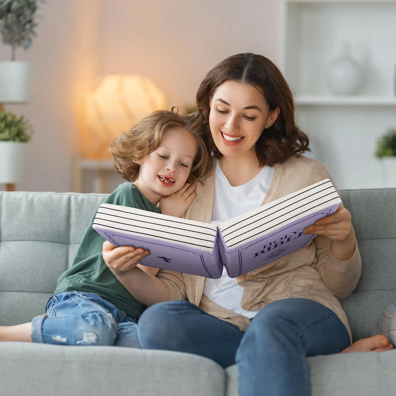 Holy Bible Pillow Plush – Book Shape with Bible Verses
