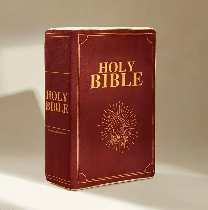 Holy Bible Pillow Plush – Book Shape with Bible Verses
